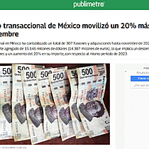 El mercado transaccional de Mxico moviliz un 20% ms de capital hasta noviembre